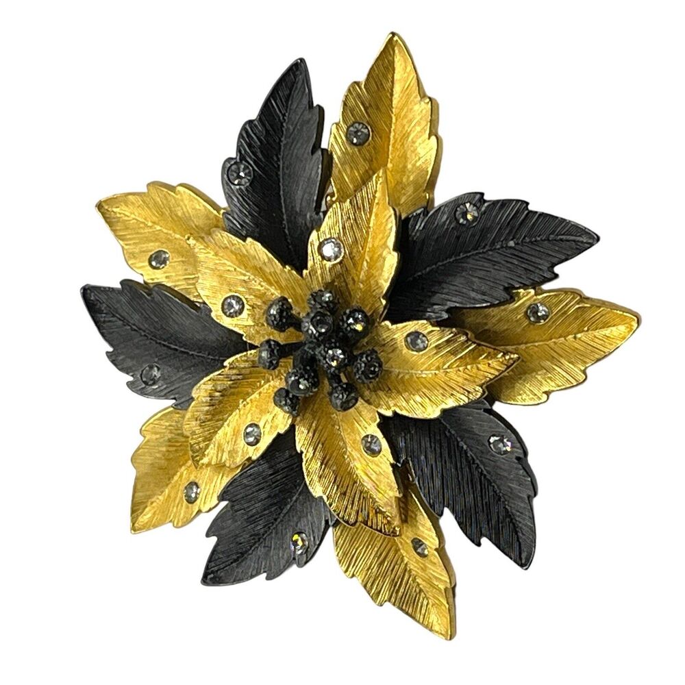 Joan Rivers Brooch Pin Rhinestone Desert Cactus Bloom Flower Vintage Signed